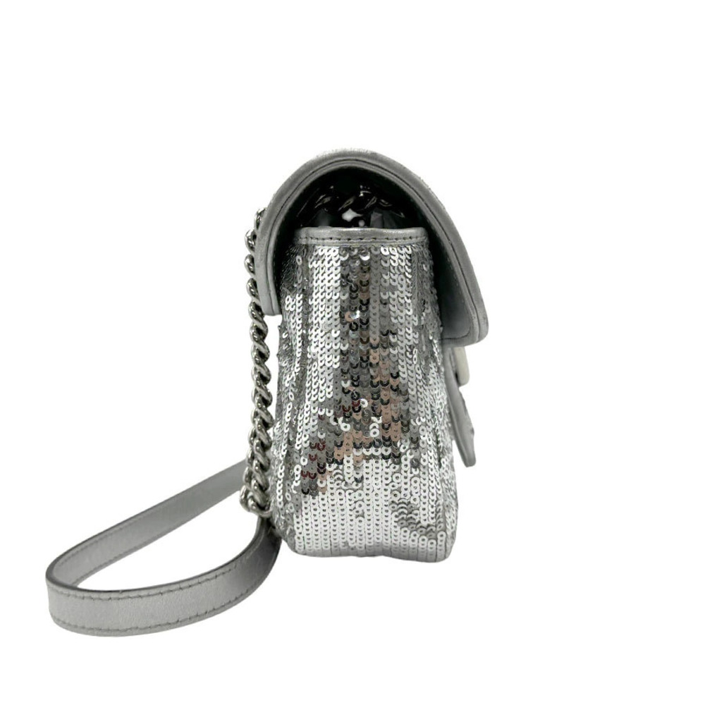 Gucci sequined Marmont bag GG silver shoulder leather
